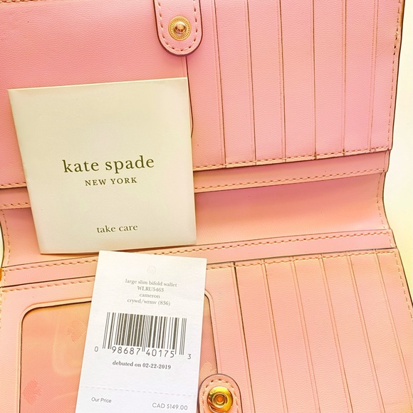 Kate Spade Cameron large bifold wallet in maroon and pink - Picture 2 of 4